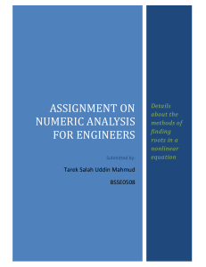 ASSIGNMENT ON NUMERIC ANALYSIS FOR ENGINEERS