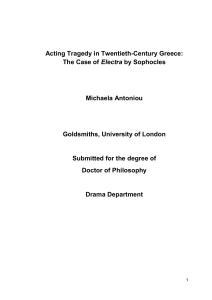 Acting Tragedy in Twentieth Century Greece
