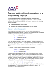 GCSE Computer Science Arithmetic operations Teaching guide