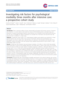 Investigating risk factors for psychological morbidity three