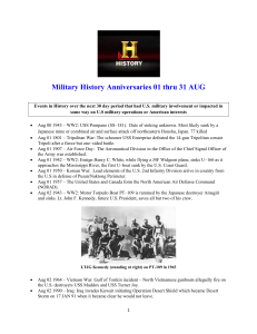 Military History Anniversaries 01 thru 31 AUG