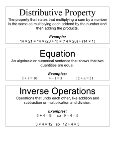 Distributive Property Equation Inverse Operations