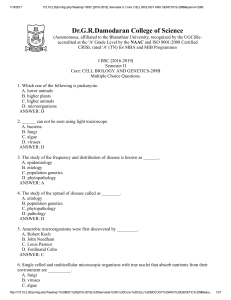 I BSC BT - 209B-CELL BIOLOGY AND GENETICS