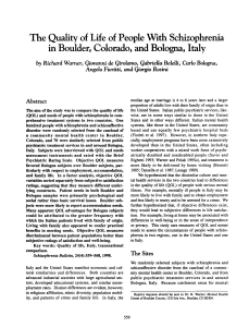 The Quality of Life of People With Schizophrenia in Boulder