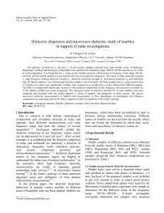 Dielectric dispersion and microwave dielectric study of marbles in