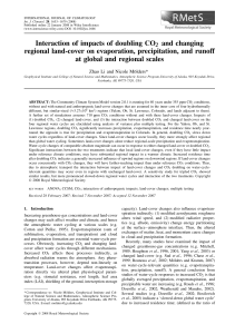 Interaction of impacts of doubling CO2 and changing regional land
