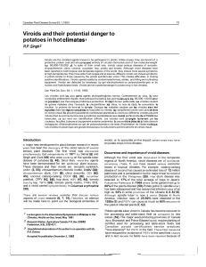 Viroids and their potential danger to potatoes in hot climates R.P.