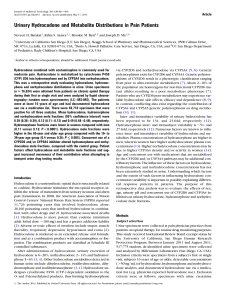 Urinary Hydrocodone and Metabolite Distributions in