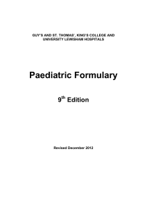 Paediatric Formulary - King`s College Hospital NHS Foundation Trust