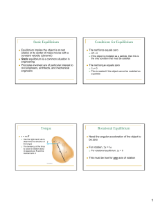 Static Equilibrium Conditions for Equilibrium Torque Rotational