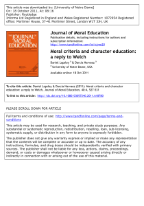 Moral criteria and character education: A reply to Welch. Journal