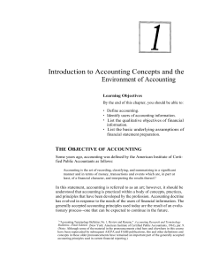 Introduction to Accounting Concepts and the