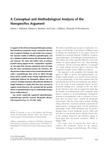 A Conceptual and Methodological Analysis of the Nonspecifics