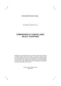 COMPARIsON OF LABOuR LAws: sELECT COuNTRIEs
