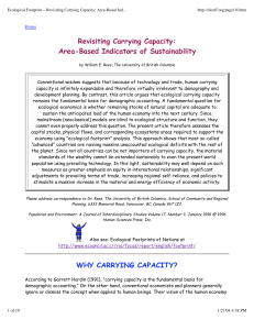 Revisiting Carrying Capacity: Area-Based Indicators of Sustainability