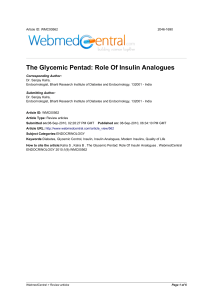 The Glycemic Pentad: Role Of Insulin Analogues