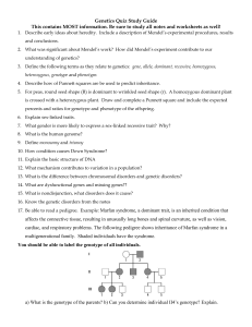 Genetics Quiz Study Guide