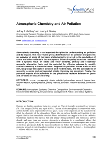 Atmospheric Chemistry and Air Pollution