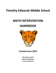 Timothy Edwards Middle School MATH INTERVENTION HANDBOOK
