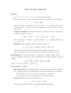 Basics of Complex Numbers (I)