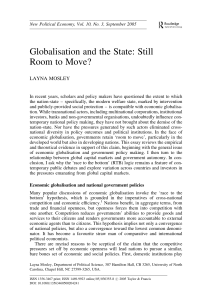 Globalisation and the State: Still Room to Move? - UNC