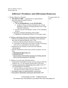 Jefferson`s Presidency and Jeffersonian Democracy