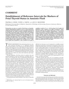Establishment of Reference Intervals for Markers of Fetal Thyroid