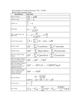 Formula Sheet For General Chemistry (Nov. 16 2007) Blinn College