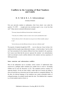 Conflicts in the Learning of Real Numbers and Limits