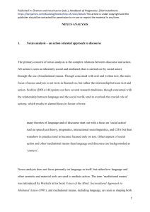 NEXUS ANALYSIS 1. Nexus analysis – an action oriented approach