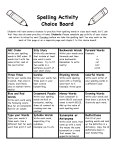 Spelling Activity Choice Board