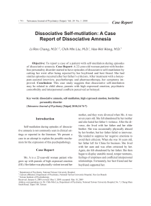 Dissociative Self-mutilation: A Case Report of Dissociative Amnesia
