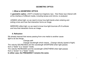 GEOMETRIC OPTICS I. What is GEOMTERIC OPTICS In geometric