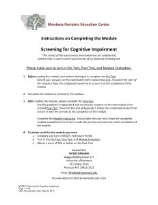 Screening for Cognitive Impairment - College of Health Professions