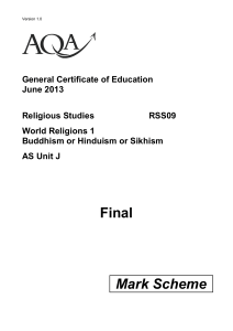 A-level Religious Studies Mark scheme RSS09 - World