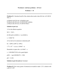 Worksheet: Acid base problems - AP level