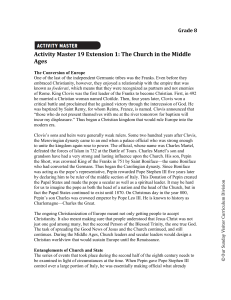 Activity Master 19 Extension 1: The Church in the
