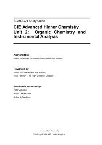 CfE Advanced Higher Chemistry Unit 2: Organic