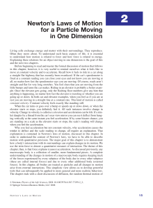 Newton`s Laws of Motion for a Particle Moving in One Dimension