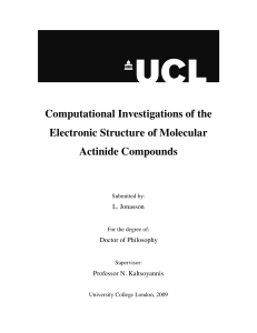 Computational investigations of the electronic structure of molecular