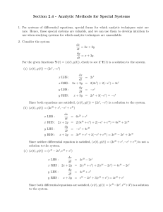 Section 2.4 - Analytic Methods for Special Systems