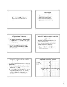 Exponential Functions Objectives Exponential Function