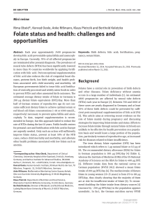 Folate status and health: challenges and opportunities