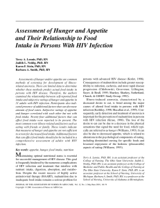 Assessment of Hunger and Appetite and Their Relationship to Food