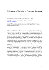 Philosophy of Religion in Protestant Theology