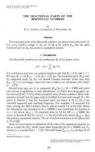 THE FRACTIONAL PARTS OF THE BERNOULLI NUMBERS BY