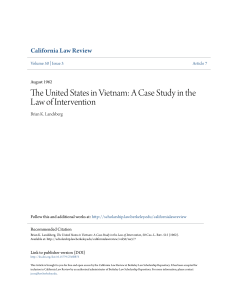 The United States in Vietnam: A Case Study in the Law of Intervention