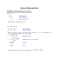 Review of Roots and Zeros