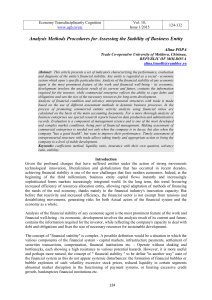 Analysis Methods Procedures for Assessing the Stability of Business