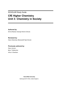 CfE Higher Chemistry Unit 3: Chemistry in Society
